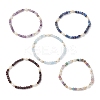 Natural Mixed Gemstone Cube Beads Stretch Bracelets for Women BJEW-JB13176-2