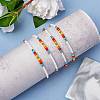 4Pcs 4 Style Glass Seed & 303 Stainless Steel Braided Bead Bracelets and Anklets Set SJEW-SW00003-06-6