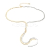 Two Tone Brass Herringbone Chains Lariat Necklaces NJEW-P289-07G-2