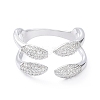 Clear Cubic Zirconia Snake Open Cuff Rings RJEW-G287-02P-2