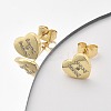 Rack Plating Brass Micro Pave Clear Cubic Zirconia Stud Earrings EJEW-K299-01G-H-2