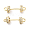 Brass Micro Pave Clear Cubic Zirconia Connector Charms KK-B134-43G-1