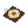 Handmade Glass Seed Beaded  Window Lattice Pattern Shape Pendants PALLOY-MZ00929-04-3