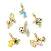 6Pcs 6 Styles Brass Enamel European Dangle Charms KK-CJ0003-95-8
