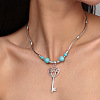 Alloy with Synthetic Turquoise Pendant Necklaces FS-WG9418F-01-2