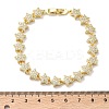 Clear Cubic Zirconia Star Link Chains Bracelet BJEW-G773-01G-5