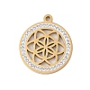 Preserved Fresh Flower 304 Stainless Steel Rhinestone Pendants STAS-S139-01G-03-1