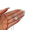 Flat Round with Star 925 Sterling Silver Micro Pave Cubic Zirconia Pendant Necklaces NJEW-K279-04MS-3