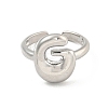 Brass Letter Open Cuff Rings for Women RJEW-G313-01G-P-2