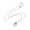 Blue Cubic Zirconia Ring Pendant Necklace NJEW-G073-05B-P-3