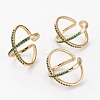 Brass Micro Pave Cubic Zirconia Cuff Rings LS-RJEW-C101-13G-E-1