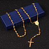 201 Stainless Steel Rosary Bead Necklaces LS-NJEW-L427-22G-2