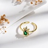 Rack Plating Brass Micro Pave Cubic Zirconia Open Cuff Finger Rings for Women RJEW-M028-93G-3