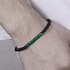 4MM Synthetic Malachite Heishi Beads and Round Frosted Black Onyx(Dyed & Heated) Beaded Stretch Bracelets for Women Men MG4641-5-2