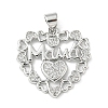 Mother's Day Theme Rack Plating Brass Micro Pave Cubic Zirconia Pendants KK-F869-20P-03-1