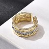 Brass Micro Pave Clear Cubic Zirconia Cuff Rings RJEW-H262-04G-3