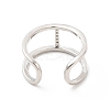 Clear Cubic Zirconia Initial Letter Open Cuff Ring RJEW-A012-01P-I-3