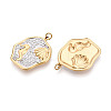 304 Stainless Steel and Polymer Clay Crystal Rhinestone Pendants STAS-T069-60F-2