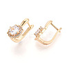 Brass Micro Pave Clear Cubic Zirconia Flower Hoop Earrings EJEW-T048-33G-2
