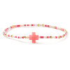 Bohemian Cross Charm Glass Seed Bead & Brass Beads Stretch Bracelet for Women SA4132-9-1