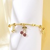 Brass Micro Pave Cubic Zirconia Fruit Charm Bangles for Women BJEW-Z089-01G-02-1