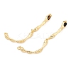Brass Pave Natural Tiger Eye Curved Bar Connector Charms KK-P302-08G-1