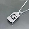 Rectangle with Laser Cut Letter 201 Stainless Steel Initial Pendant Necklaces WGA5E8C-07-1