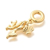 Brass Coral Shape & Shell Shape & Mermaid Tail European Dangle Charms KK-U048-27G-2