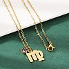 304 Stainless Steel Glass Drill Birth Stone Constellation Pendant Necklaces LS-STAS-D305-08G-F-1