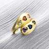 Brass Micro Pave Cubic Zirconia Adjustable Cuff Rings for Women RJEW-U053-01G-1