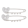 Heart Face 304 Stainless Steel Safety Pins Brooch Findings SA-CBA098D-15B-P04-1