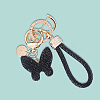 2Pcs 2 Styles PU Leather and Alloy Rhinestone Braided Keychain & Pendant Decorations KEYC-CN0001-11A-6