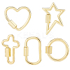 5Pcs 5 Styles Brass Screw Carabiner Lock Charms KK-HS0015-15-1