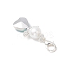 Heart Angel Glass & Glass Pearl Pendant Decorations HJEW-JM03773-04-5