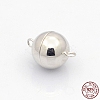 Anti-Tarnish Rhodium Plated 925 Sterling Silver Round Magnetic Clasps STER-L018-04-5