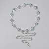 Synthetic Turquoise Flower Link Chains Belt AJEW-WH0258-427-1