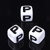 Acrylic Horizontal Hole Letter Beads X-PL37C9129-P-1