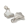Rack Plating Brass Pave Natural White Shell Butterfly Charms KK-U025-01P-01-2