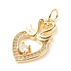 Brass Micro Pave Clear Cubic Zirconia Pendants ZIRC-P094-07G-RS-2