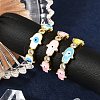 Brass Micro Pave Clear Cubic Zirconia Enamel Cuff Rings for Women RJEW-L113-038G-1