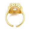 Oval Rack Plating Brass Micro Pave Cubic Zirconia Open Cuff Rings for Women RJEW-S392-01G-B-3