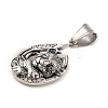 316L Stainless Steel Tibetan Style Rhinestone Pendants STAS-D096-01A-AS-2