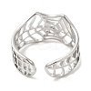 Non-Tarnish 304 Stainless Steel Hollow Spider Web Open Cuff Ring for Women RJEW-M149-25P-2