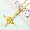 Christian Upside Down Cross & Star Alloy Pendant Pendant Twisted Chain Necklaces for Women NJEW-NH0001-03G-3