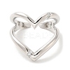 Heart Brass Micro Pave Cubic Zirconia Open Cuff Rings RJEW-P098-12P-2