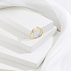 1Pc Letter Brass Rhinestone Open Cuff Rings for Women AJEW-LP0004-47K-G-3
