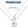 2Pcs 2 Colors Crystal Rhinestone Butterfly Pendant Double Layer Necklaces Set NJEW-AN0001-23-2