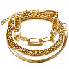 3Pcs Alloy Snake Chain Bracelets & Oval Link Chain Bracelets & Bangles Set WGF0598-01-4