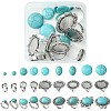 DIY Adjustable Oval/Half Round Synthetic Turquoise & Stainless Steel & Iron Finger Rings Making Kits DIY-FS0006-13-1
