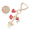 Valentine's Day Bowknot Heart Rose Alloy Enamel Pendant Decorations HJEW-JM04468-3